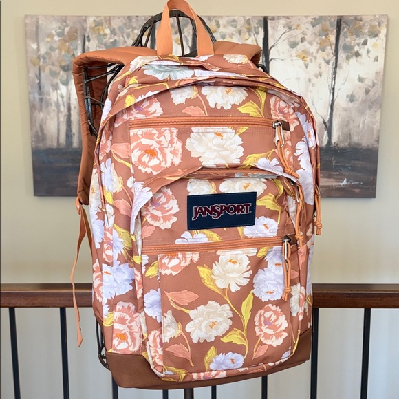 jansport backpack autumn tapestry NEW Jansport Autumn Tapestry Floral Big Student Muted Pastels Laptop  Backpack